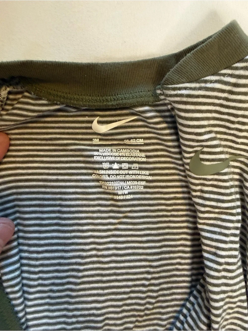 Nike Striped Footed One-Piece Pajamas for Kids - Navy & Olive